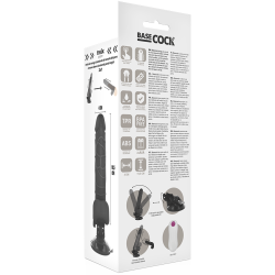 Basecock - Vibrateur Réaliste Télécommande Noir Avec Testicules 19.5 Cm -O- 4 Cm